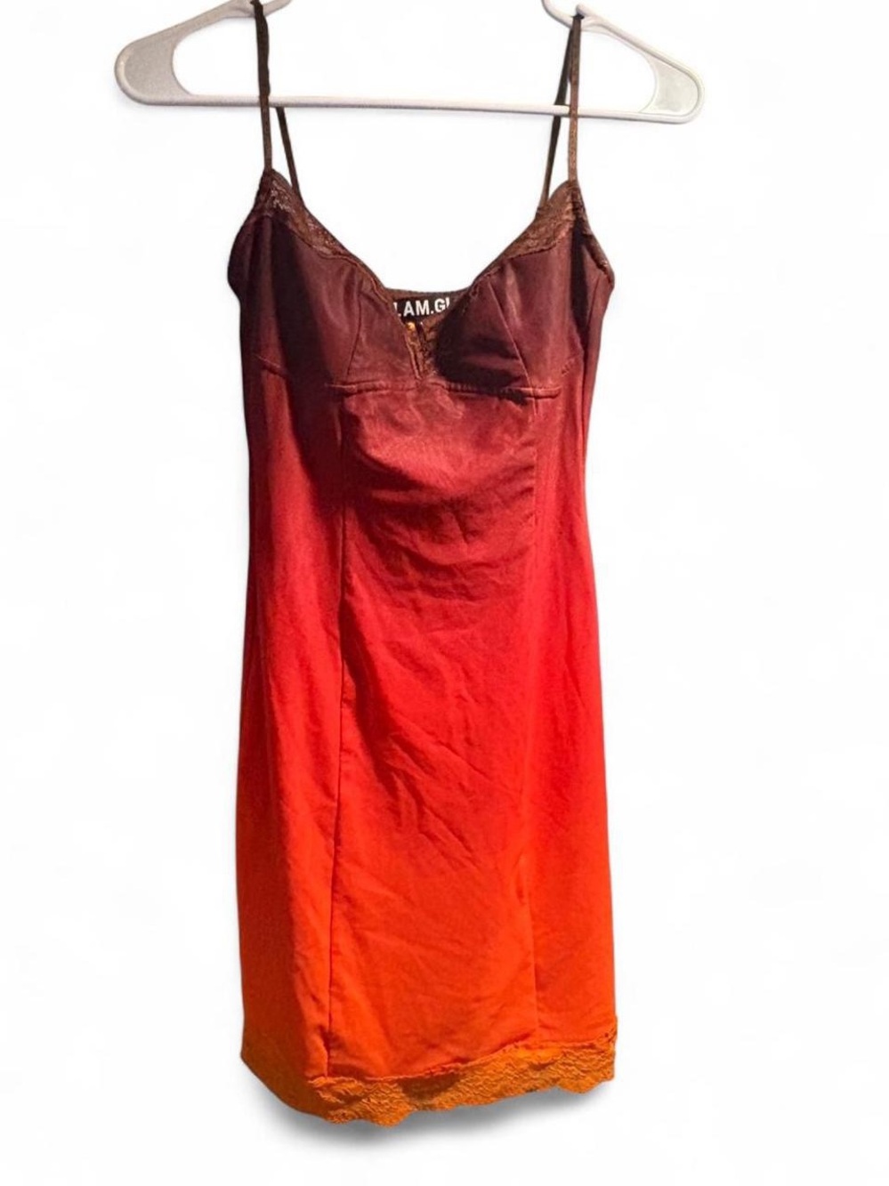 Ombre Slip Dress with Lace Trim